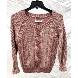 ALLSAINTS Burgundy Cream Cable Knit Lomond Sweater US 6